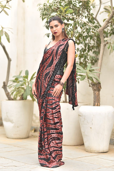 Posh pari - signature French Silk burnout Sari