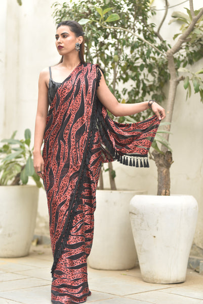 Posh pari - signature French Silk burnout Sari