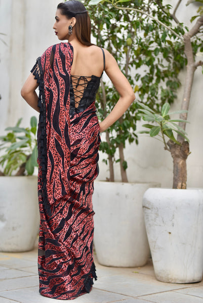 Posh pari - signature French Silk burnout Sari