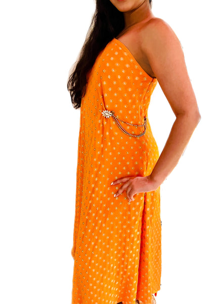 Ayesha - One shoulder Georgette brocade dress.